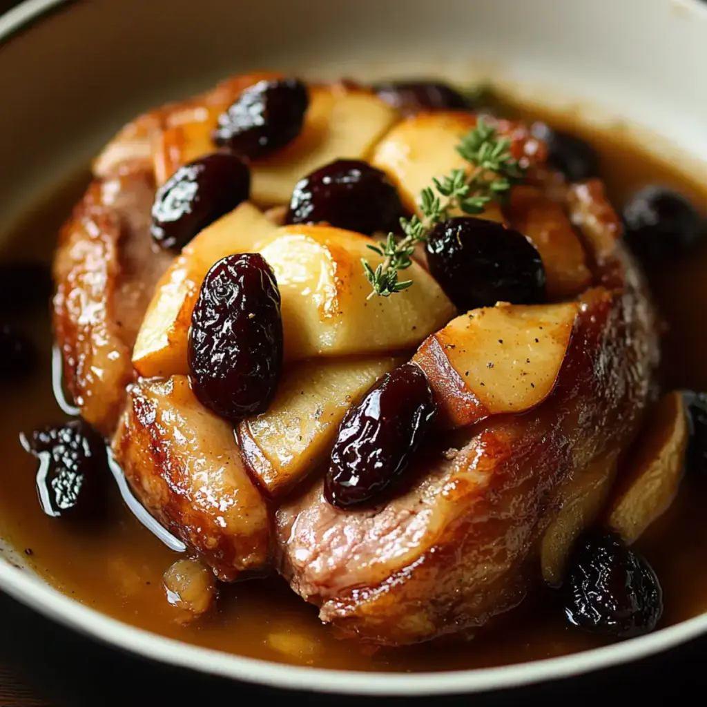 Rouelle de Porc aux Pommes, Pruneaux et Cidre Ultra Fondante