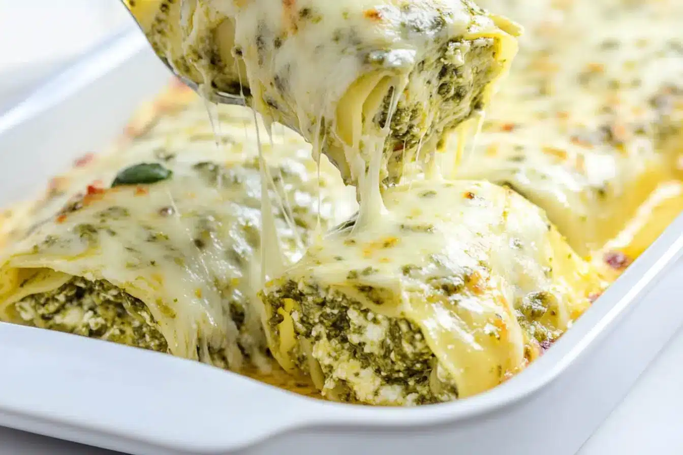 Lasagnes roulées au pesto 2 rouleaux de lasagne au pesto