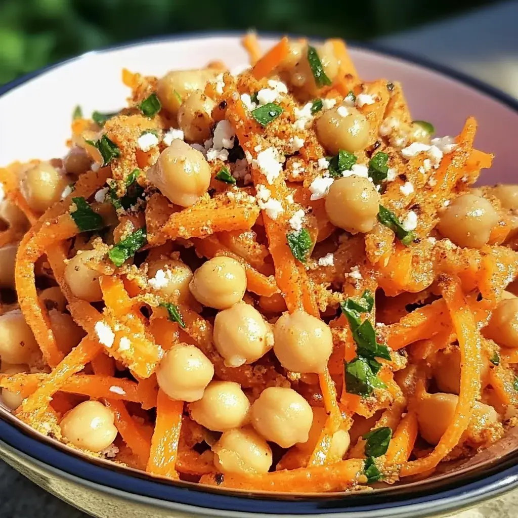 Salade de Carottes Épiciées et de Pois Chiches avec Sauce Tahini 