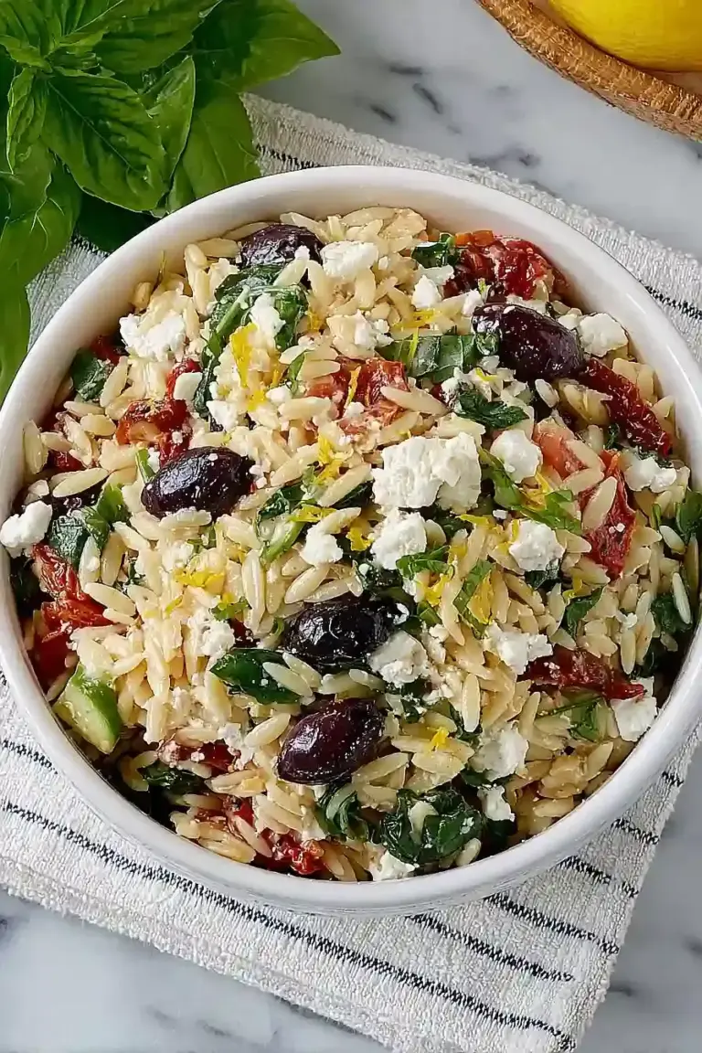 Homemade Orzo Pasta Salad with Feta and Sun Dried Tomatoes – FlirtyFood
