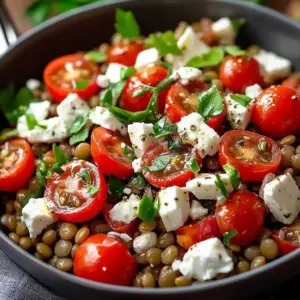 Salade de lentilles, tomates cerises & feta