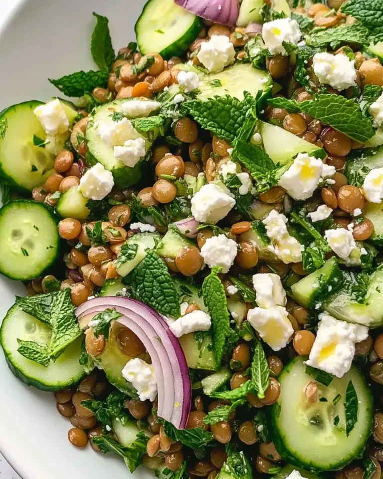 Salade de lentilles, menthe et feta