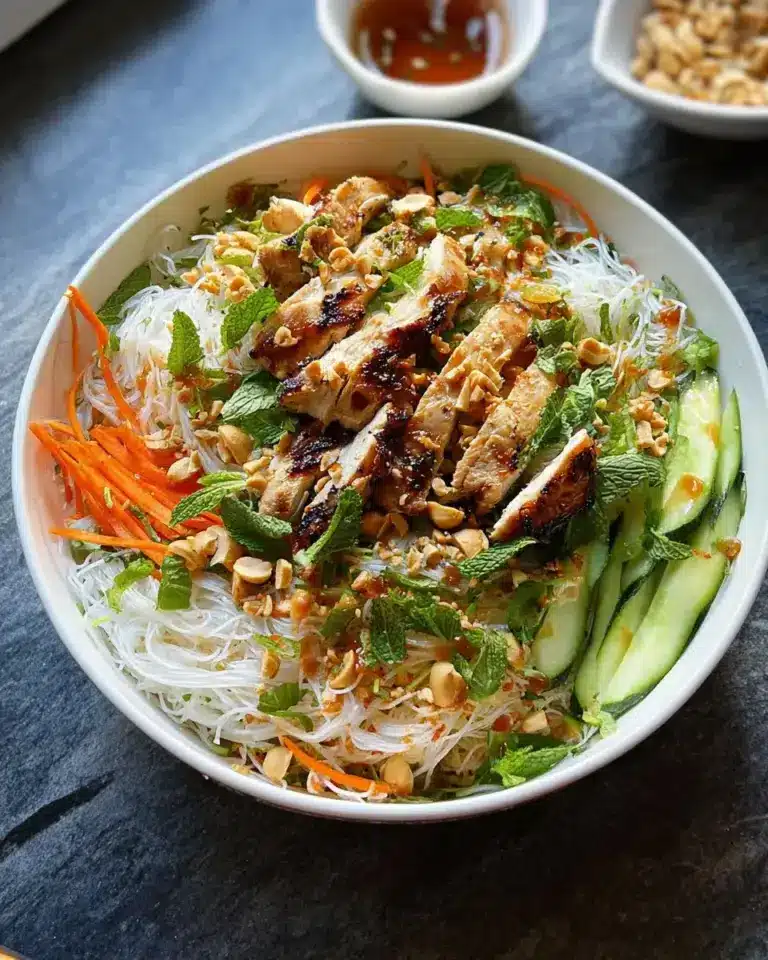 Salade de nouilles vietnamiennes au poulet grillé