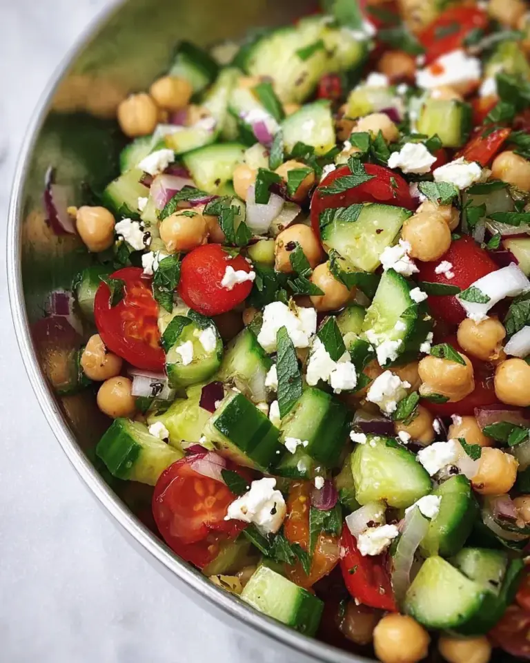 Salade de pois chiches aux tomates, concombre et feta