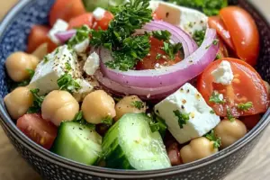 Salade méditerranéenne aux pois chiches et feta