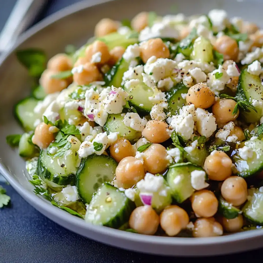 Savourez la Meilleure Salade de Pois Chiches, Concombre et Feta
