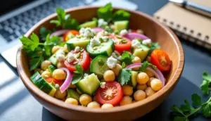 Salade de pois chiches protéinée pour le bureau