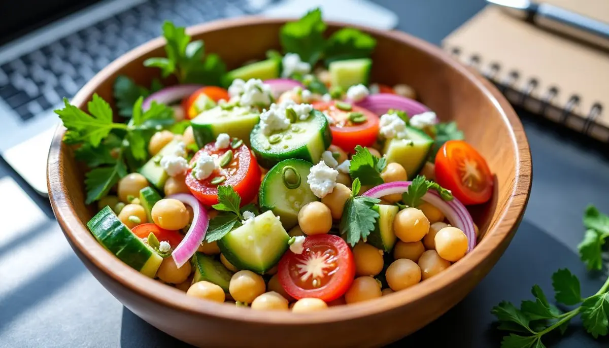 Salade de pois chiches : le déjeuner protéiné idéal au bureau 2 salade de pois chiches protéinée