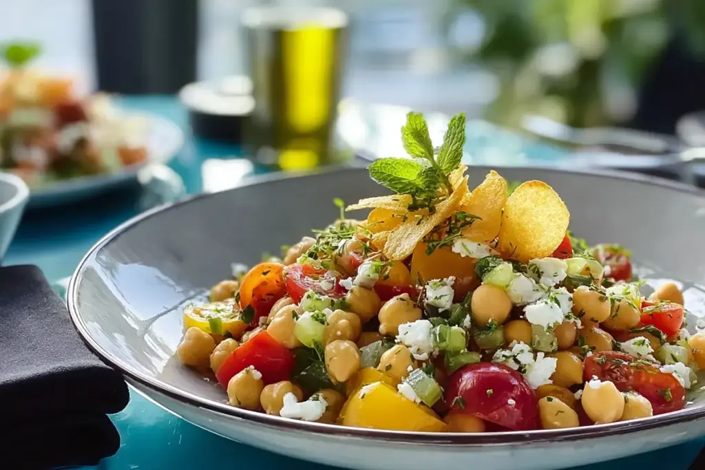 Une Salade de Pois Chiches à la Grecque : Fraîche, Rapide et Irrésistiblement Méditerranéenne – Recettes de Luxe