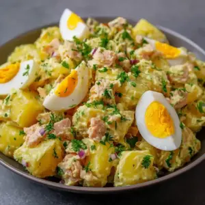 Salade de pommes de terre au thon et aux œufs