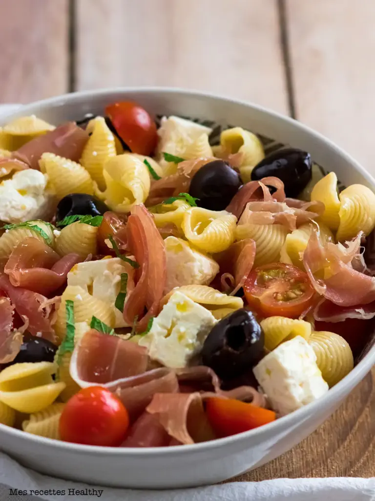 Salade de pâte au jambon sec et tomate – Recette healthy