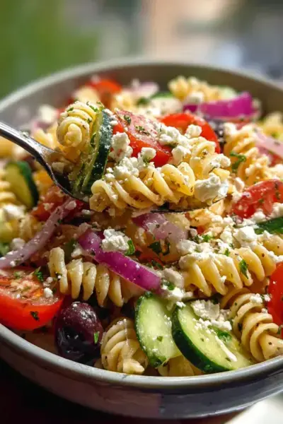 Salade de pâtes grecque traditionnelle