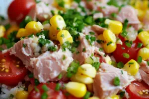 Salade de riz au thon et aux œufs
