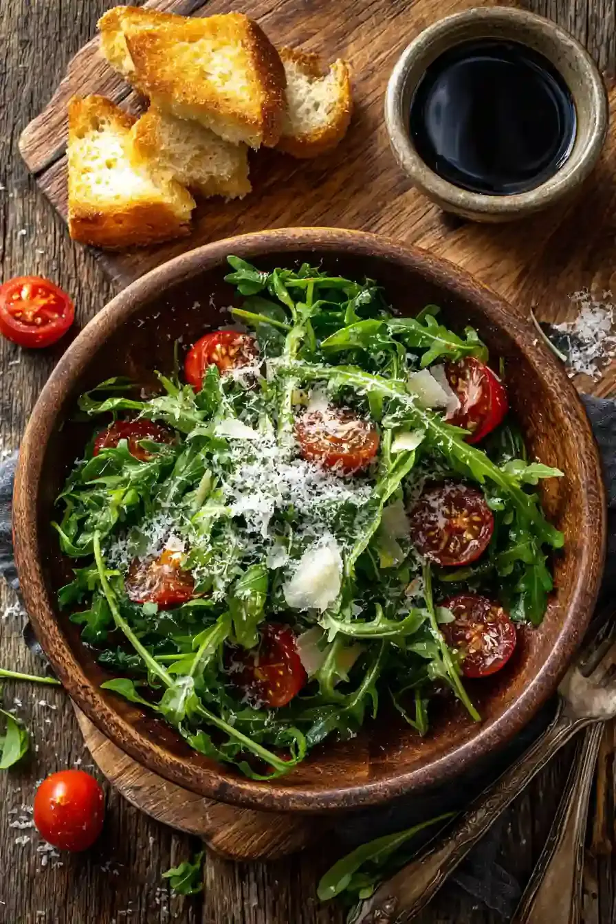Salade Roquette Parmesan Balsamique : Fraîcheur Santé pour Été Parfait 2 salade de roquette au parmesan et vinaigre balsamique