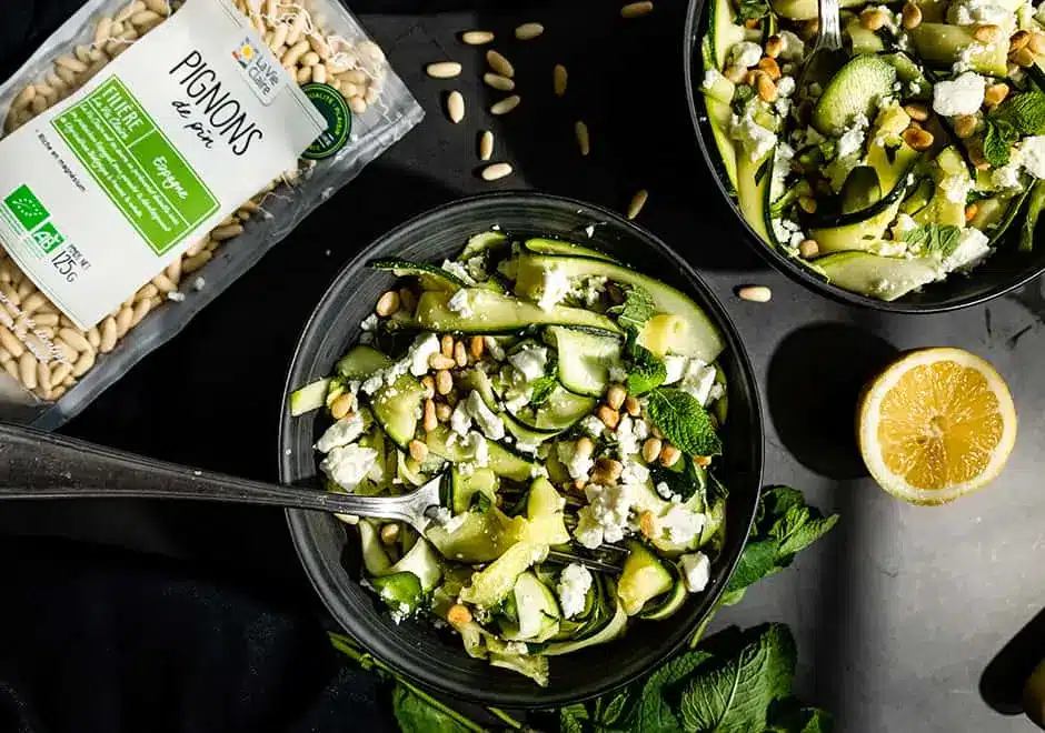 Salade de tagliatelles de courgettes, feta et menthe - La Vie Claire 2 salade de tagliatelles de courgettes