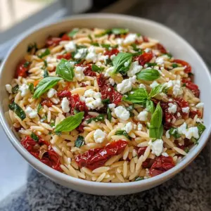 Salade d’orzo aux tomates séchées et feta