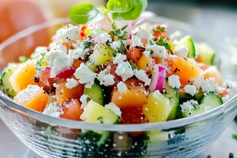 Salade de melon, concombre et feta