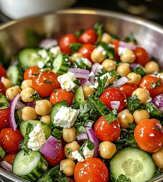 Délice Méditerranéen : Salade Croquante de Pois Chiches et Feta – Fraîcheur, Saveurs et Soleil dans l'Assiette ! – Recettes chef