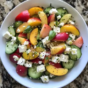 Salade estivale de nectarines, concombre et feta
