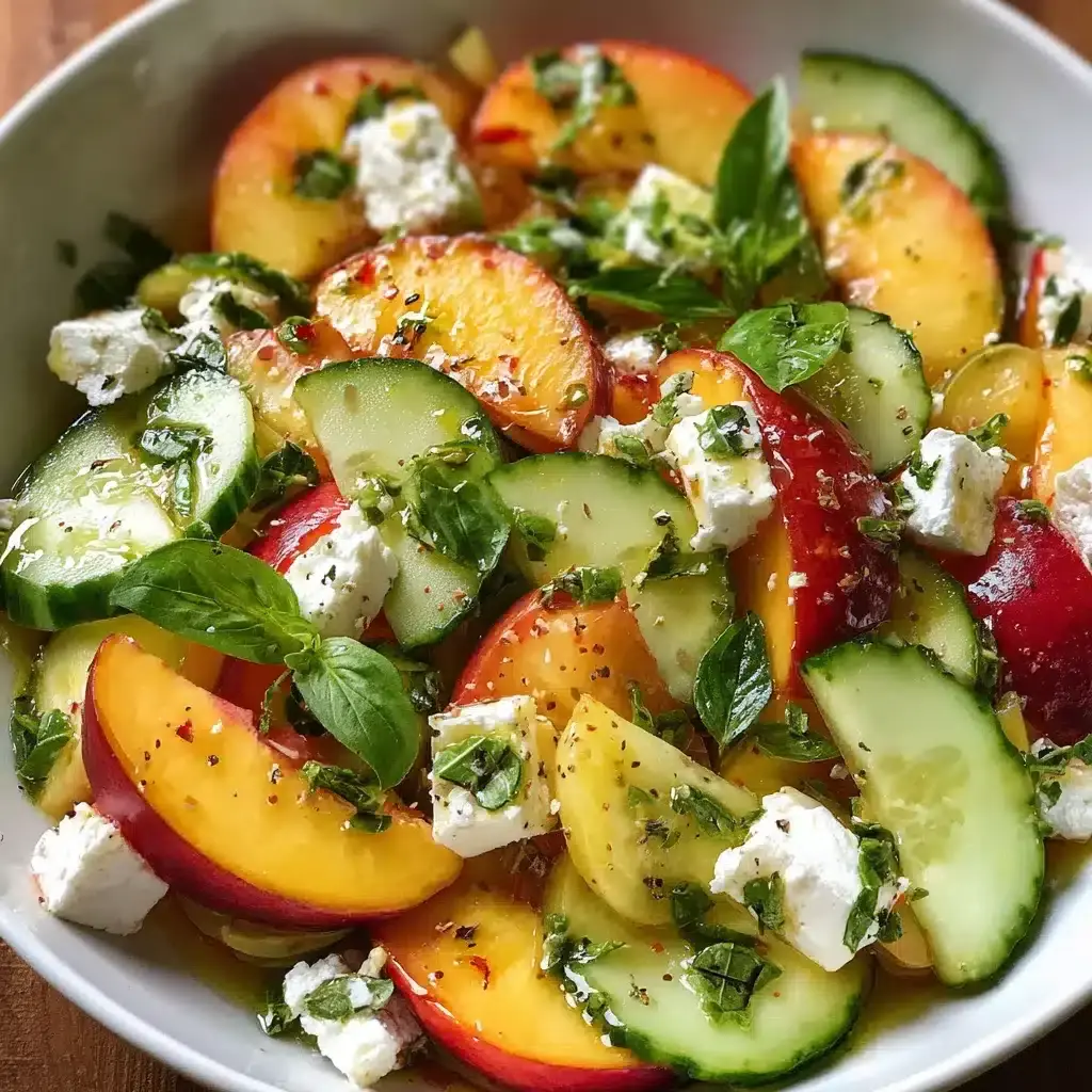 Salade de Nectarines, Concombre et Feta au Miel et Basilic 2 salade nectarines concombre feta