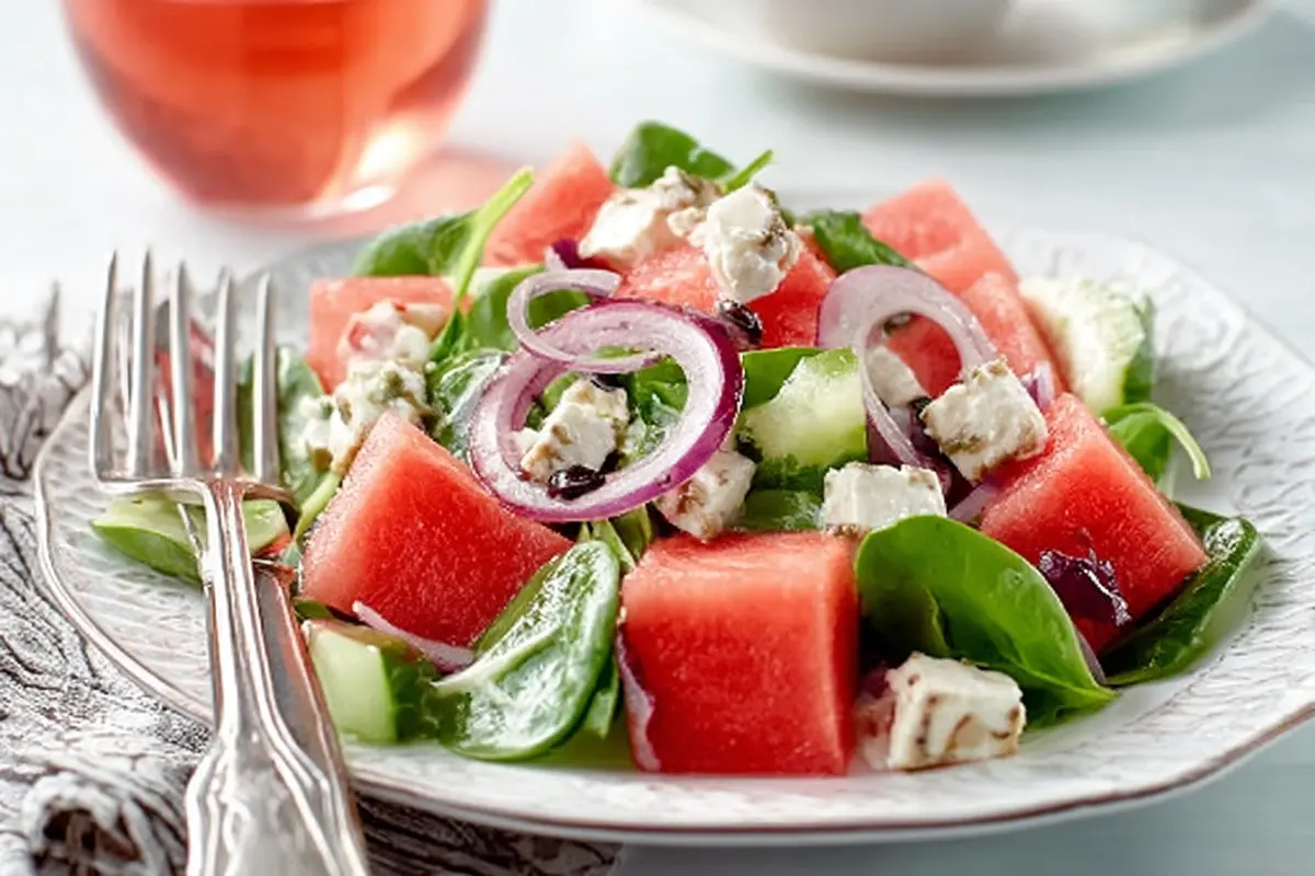 Salade de pastèque, concombre et feta - Recettes de Luxe 2 salade pastèque concombre feta