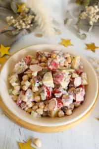 Salade pois chiche, pomme de terre et mayonnaise