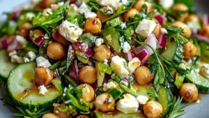 Salade pois chiches concombre feta