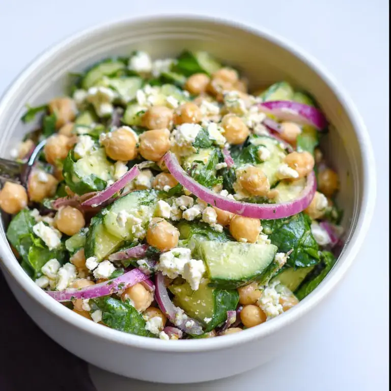 Salade de pois chiches concombre feta facile 5 étapes