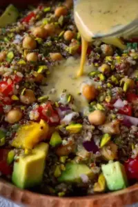 Salade de pois chiches et quinoa avec vinaigrette au cumin et au tahini