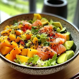 Salade fraîcheur de saumon fumé, mangue et avocat