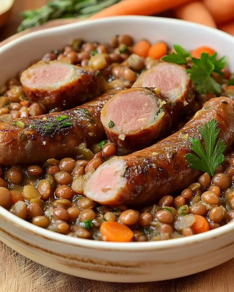 Saucisses aux lentilles de grand-mère