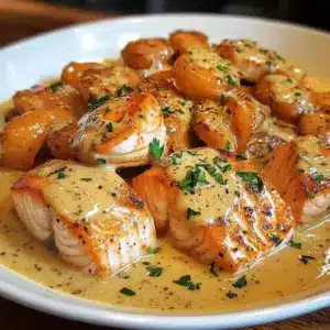 Saumon et crevettes à la sauce crème cajun