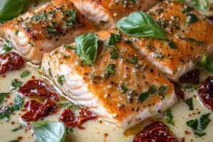 Saumon onctueux aux tomates séchées