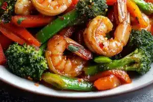 Sauté de Crevettes Épicées aux Légumes Croquants