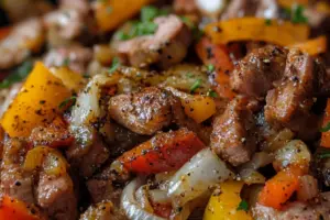 Sauté de porc aux oignons et poivrons