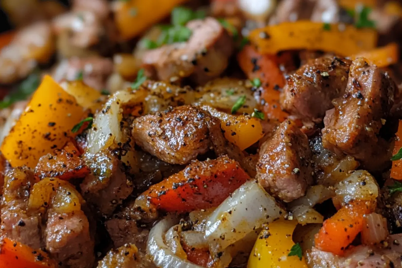 Sauté de porc aux oignons et poivrons 2 sauté de porc aux oignons et poivrons