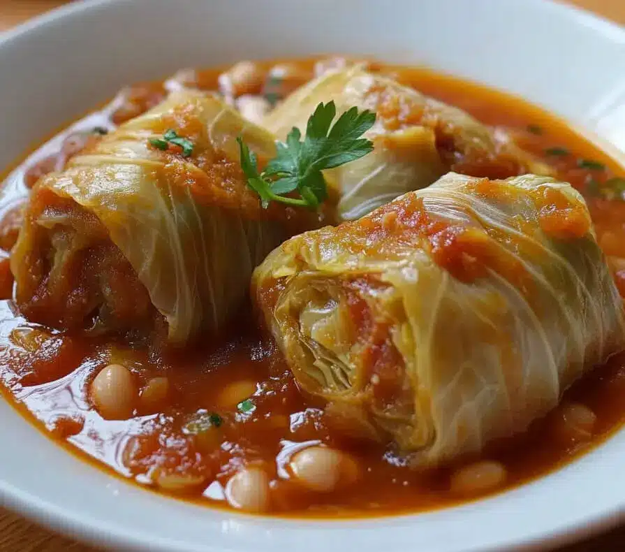 Soupe aux Rouleaux de Chou et Haricots Blancs