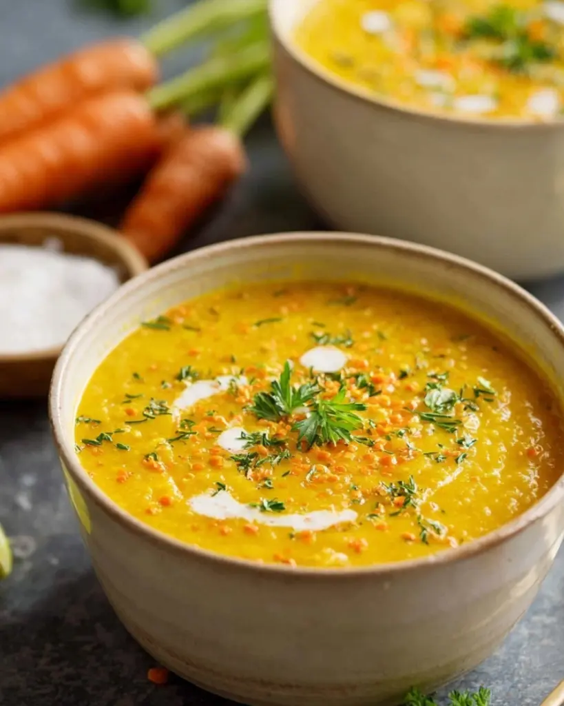 Soupe de Lentilles Corail, Carottes et Poireaux (IG Bas)