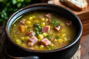 Soupe traditionnelle aux pois cassés et jambon