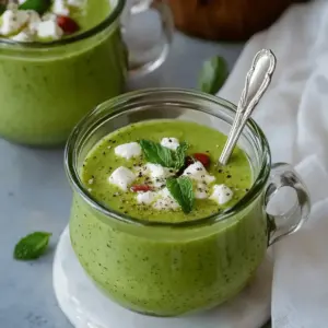 Soupe Froide de Courgette, Feta, Menthe & Basilic