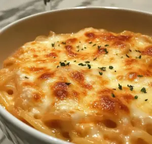 Spaghetti onctueux au fromage à la crème cuits au four