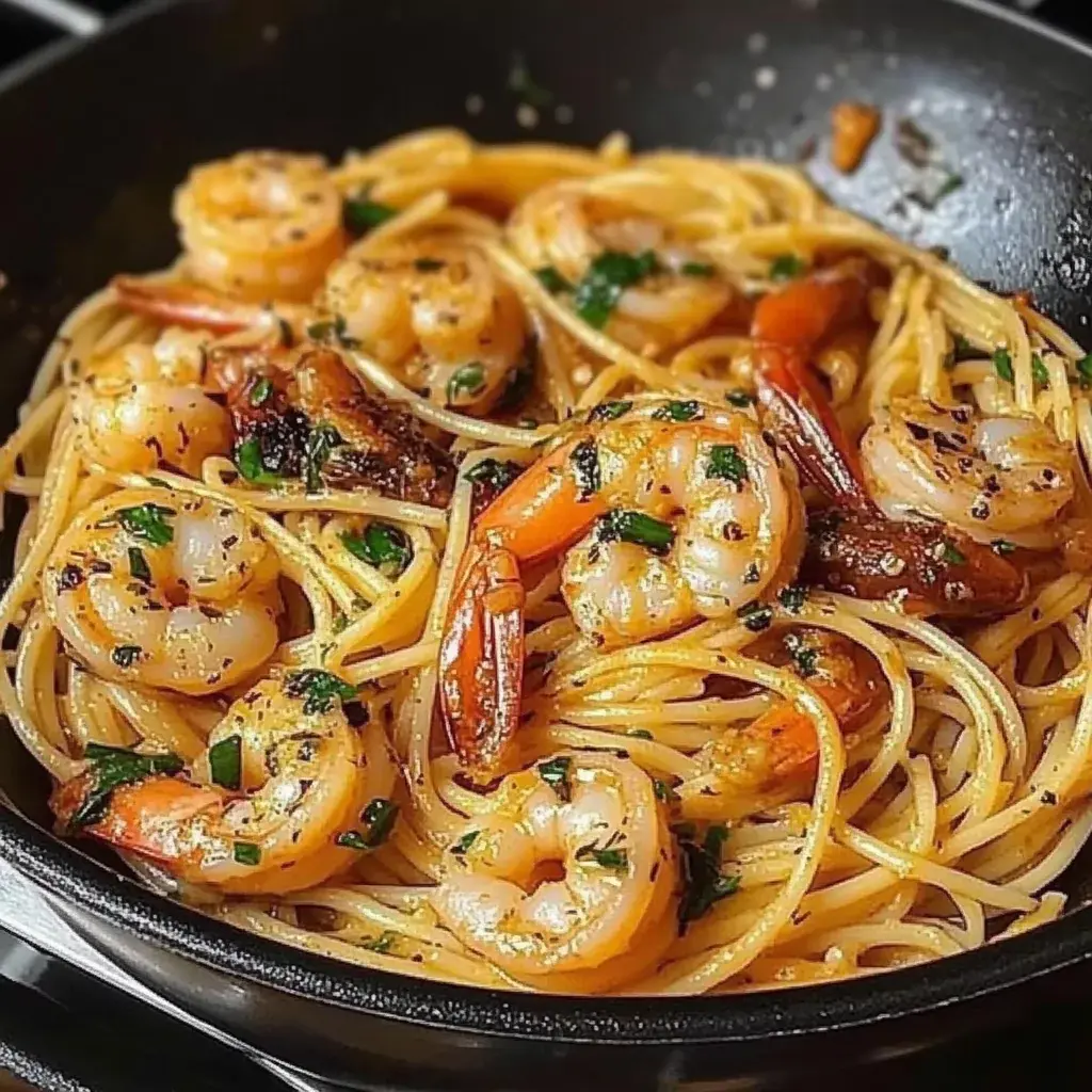 Spaghetti aux Crevettes et à l’Ail