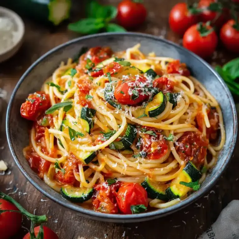 Spaghettis tomates courgettes et parmesan