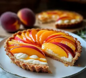 Tarte fraîcheur à la pêche et mascarpone