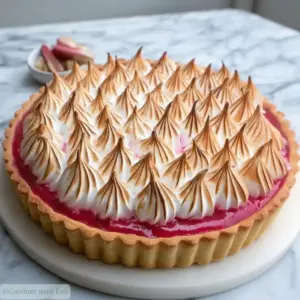 Tarte rhubarbe meringuée maison