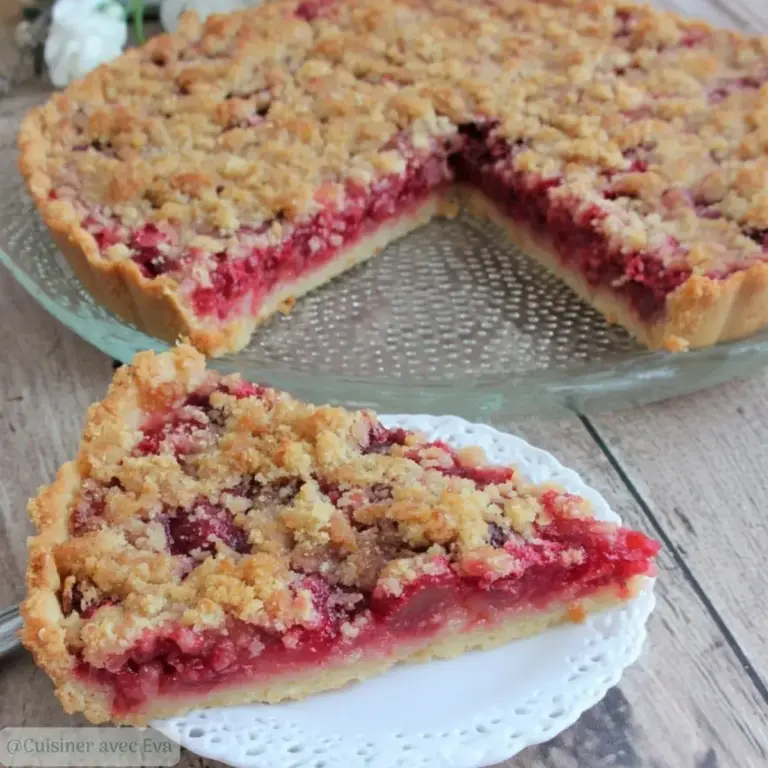 Tarte streusel rhubarbe framboise : recette croustillante et irrésistible –