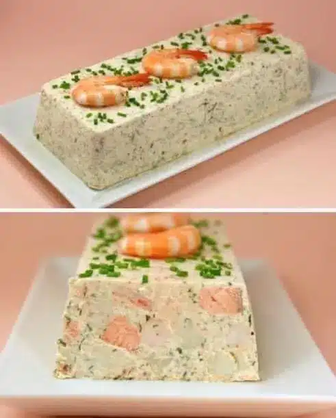 Terrine de Saint-Jacques à la crème citronnée avec Saumon et Crevettes 2 terrine de Saint-Jacques