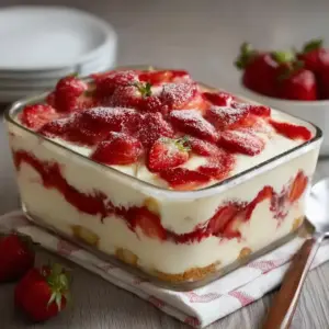 Tiramisu aux fraises léger et fruité