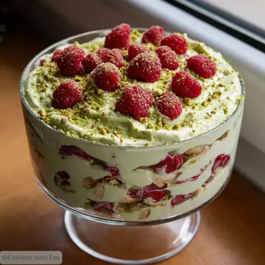 Tiramisu pistache framboise sans cuisson :  –