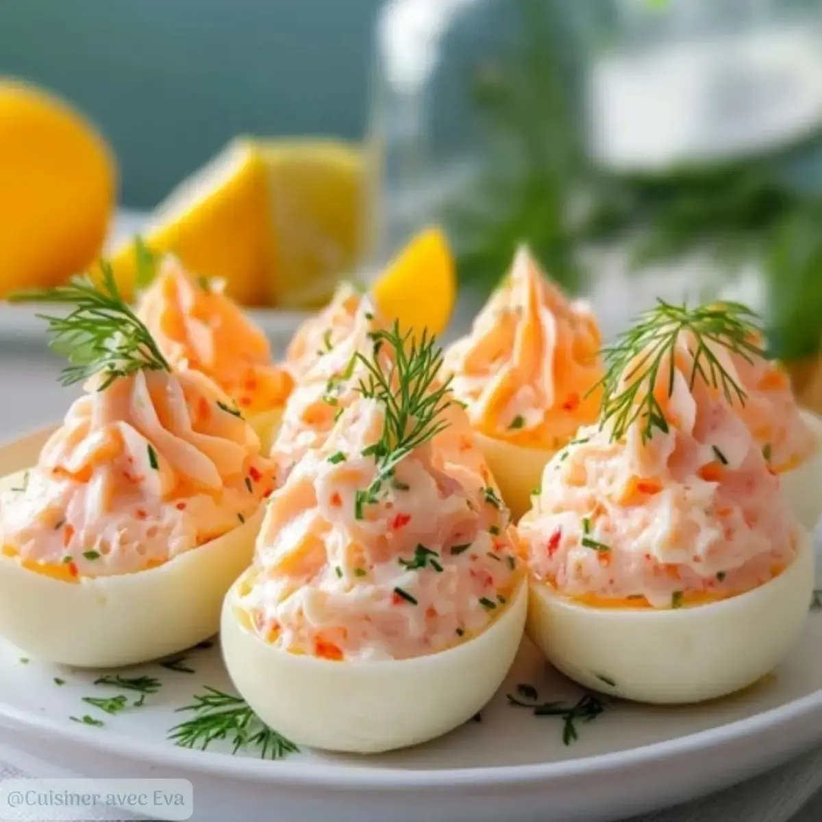Œufs Farcis à la Mousse de Saumon : une recette savoureuse ! - 2 œufs farcis à la mousse de saumon